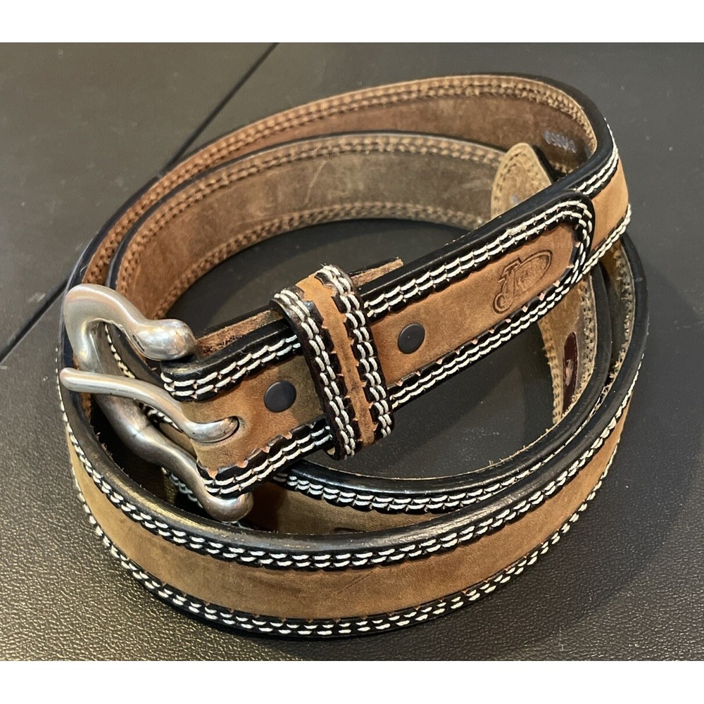 Justin Womens Belt Chukka 48 C10959 Brown Leather Contrast Stitch Western Rodeo - Picture 1 of 6